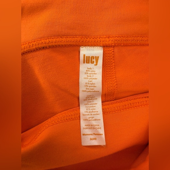 LUCY Vibrant Orange Yoga Leggings with adjustable waist. Back pocket Size Medium - Picture 1 of 12